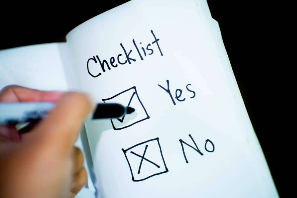 Checkliste Yes and No zum Ankreuzen für Familienaufstellungen