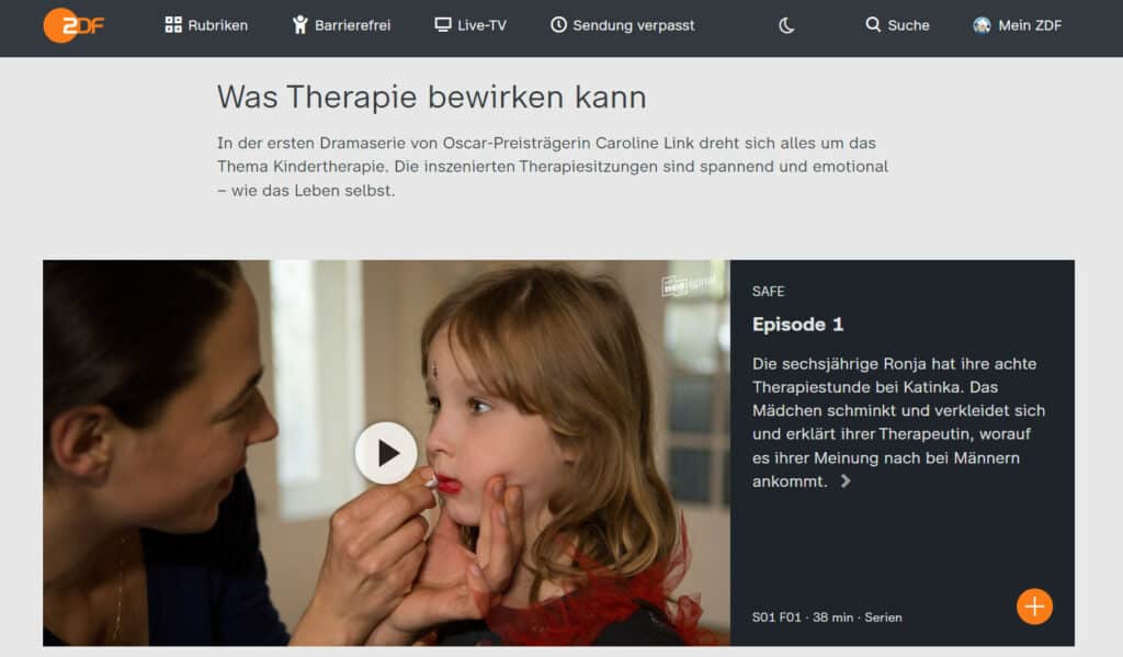 Safe in der ZDF Mediathek Screenshot